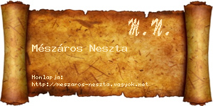 Mészáros Neszta névjegykártya